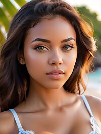 A stunning 21 year old African girl stands out in the sunset at La Cabane Barbados